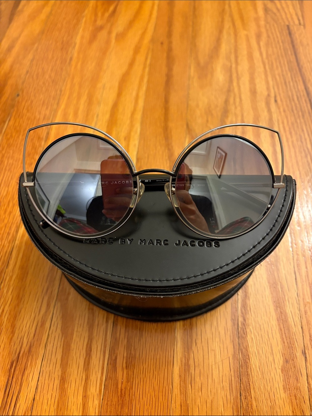 Marc by Marc Jacobs Silver Metal Round Cat-Eye Sunglasses with Gray Lenses